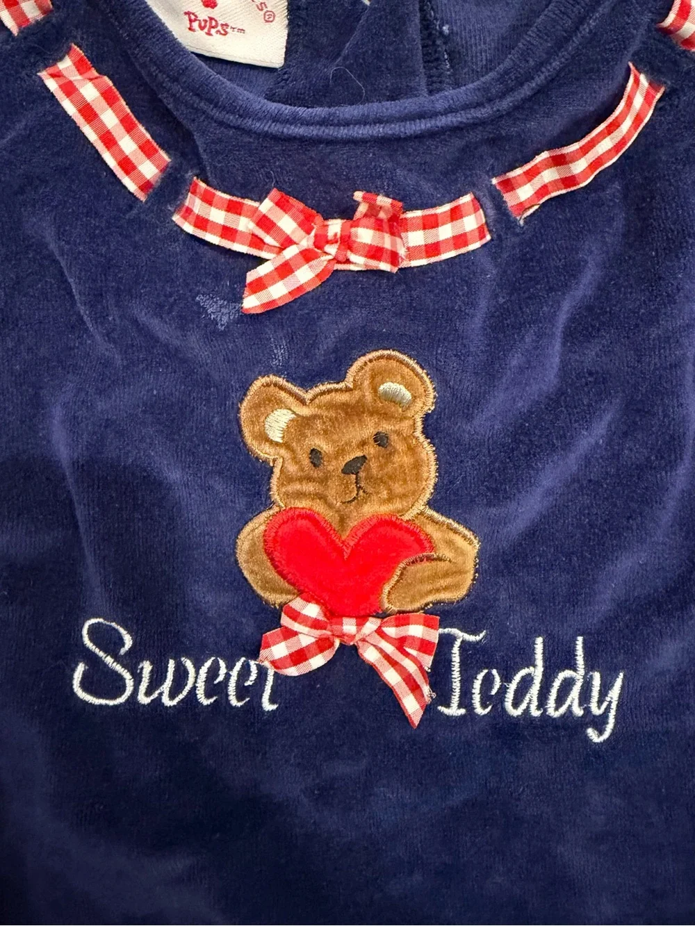 VINTAGE Teddy Bear Valor Embroidered 2PC set with sweet details